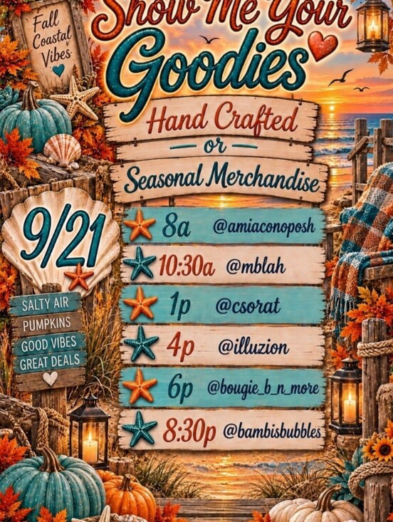 LIVE SHOW Other - 9/14 Show Me Your Goodies Share Show Train Handcrafted Or Seasonal Items 8am
